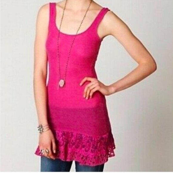 Free people pink wool sweater tank tunic XS - Picture 1 of 9